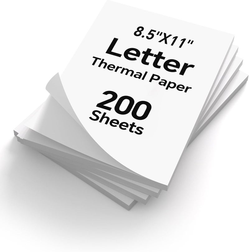 PRT 200 Sheets Thermal Printer Paper 8.5x11 US Letter MT610 Thermal Paper, Compatible with /iDPRT/HPRT Portable Printer and Other Brands Thermal Document Printers - Image 1
